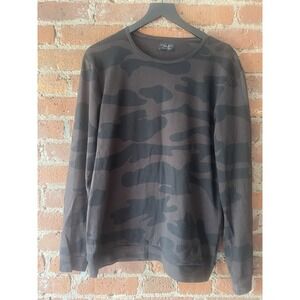 Zara Crewneck Sweatshirt Men Size Large Brown / Black Camo Long Sleeve